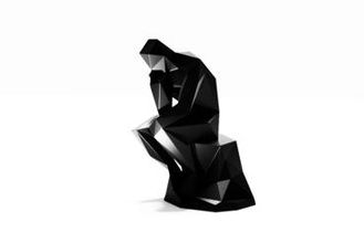 più basso poly pensatore art low statua 3d print model - Mito3D