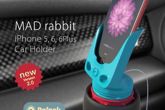 mad rabbit - iphone car holder gadget ultimaker 6 plus case stand 3d print model - Mito3D