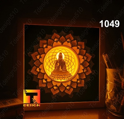 meditating buddha 2 light box lamp lampara lightbox buda 3d print model - Mito3D