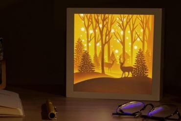 alegre Natal pinho floresta caixa luz casa enfeite luzes Navidad lampara luminária 3d print model - Mito3D