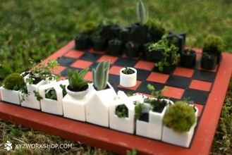 micro planter chess set games green play boardgame 3d print model - Mito3D
