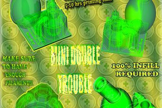 mini double trouble bong maker fai da te 3d print model - Mito3D