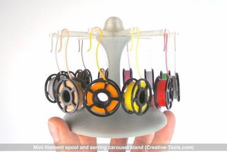 mini filament spool earring carousel stand jewelry miniature jewellry jewel decorative autodesk fusion360 fusion 360 simplify3d 3d printer 3dprinter 3dprinting 3dprint print 3d print model - Mito3D