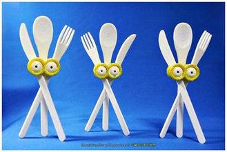 minions eyes-cutlery set your home countertopchallenge cutlery eyes kitchen spoon 3d print model - Mito3D