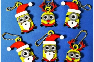 minions keychain magnets -christmas cute version For your home christmas gift gifts minion xmas 3d print model - Mito3D
