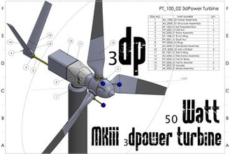 mkiii 50 watt 3d printable wind turbine other generator renewable energy renewables hawt horizontal axis 3d print model - Mito3D