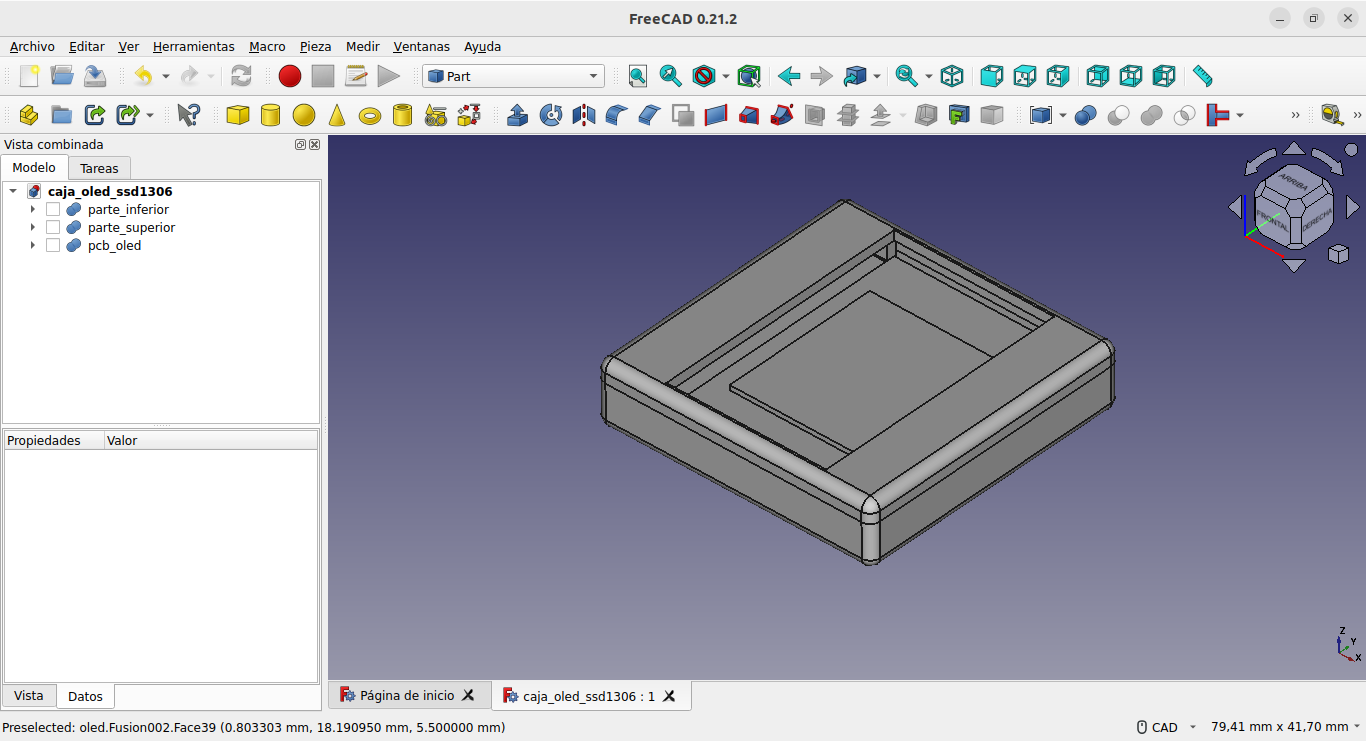 modelo freecad de caja oled ssd1306 3D print model - Mito3D