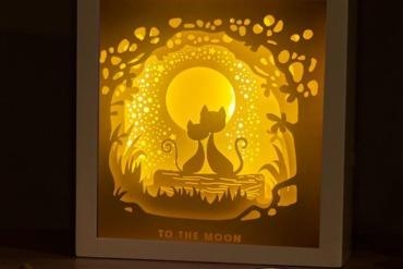 moon cat lightbox For your home lamp lampara 3d print model - Mito3D