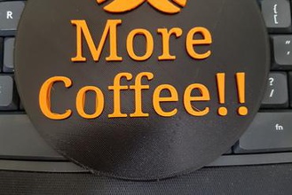 more coffee coaster your home text large slim black orange 3d print model - Mito3D