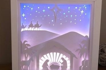 Nativité Noël boite lumière Accueil maison ornement lumières Lampara lampe 3d print model - Mito3D