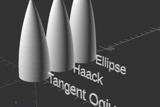 nose cone gadget openscad haack ogive ellipse 3d print model - Mito3D