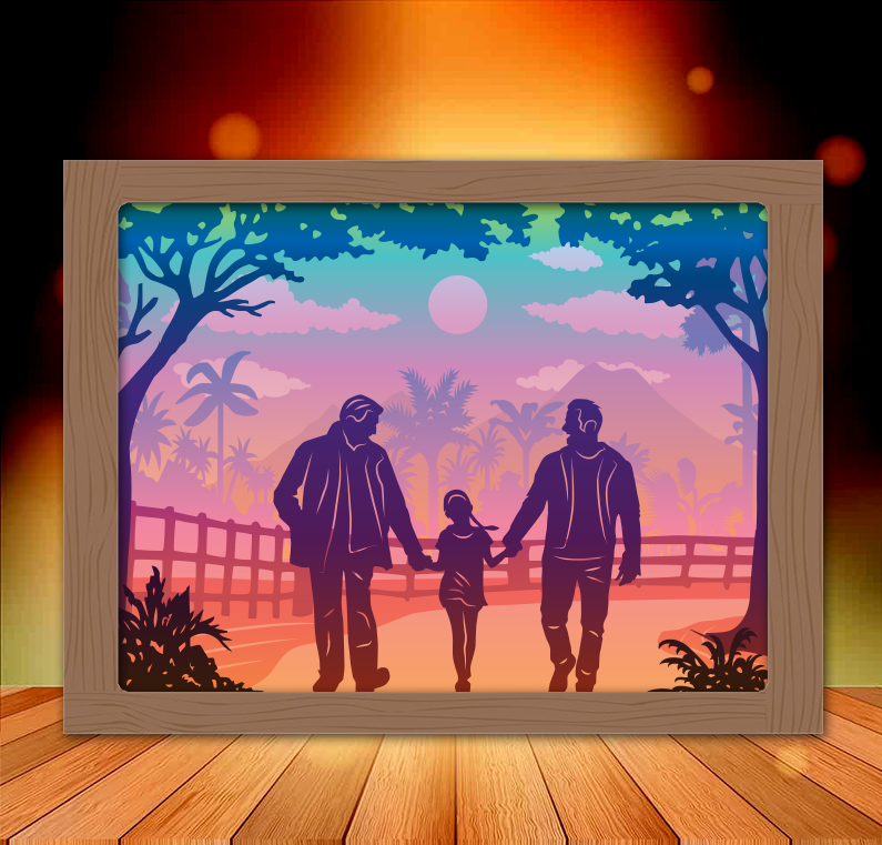 old father daughter lightbox lamp lampara 3D print model - Mito3D
