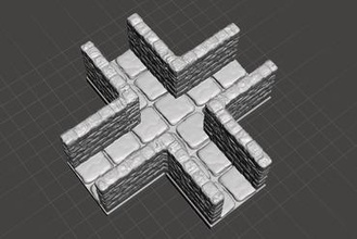 openforge 4 way intersections miniatures rpg gaming wargame terrain wall floor 3d print model - Mito3D
