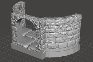 openforge curved walls door miniatures rpg gaming wargame terrain wall floor 3d print model - Mito3D