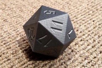 parametric easy-print d20 games dice large die tabletop tabletopgame game dnd pathfinder dungeons dragons & 3d print model - Mito3D