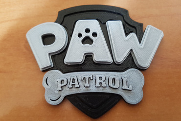 pata de patrulha logotipo da extrusora dupla brinquedos dos desenhos animados extrusão um3 estendida 3D print model - Mito3D