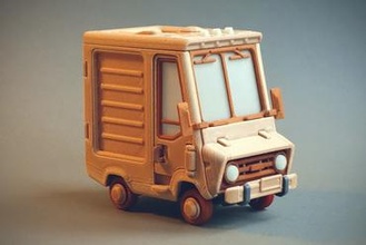 piggy van jr toys toy truck lorry vehicle wood car auto automobile assembly cartoon cartoony bank mechanical delivery stepvan moving parts 3d print model - Mito3D