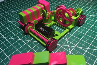 pink green domino machine toys 3d print model - Mito3D