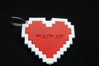 pixel cuore, catena chiave art keychain cuore 3d print model - Mito3D