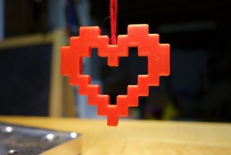 pixel coração a arte 3d print model - Mito3D