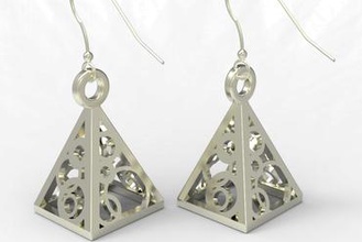 pyramide des boucles d'oreilles pendentif bijoux boucle d'oreille petite cercles 3d print model - Mito3D