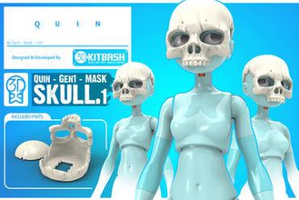 quin skull mask - 3dkitbashcom toys 3dkitbash articulated doll 3d print model - Mito3D