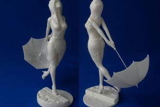 rain over art umbrella people character woman female girl lady maiden figurine sculpture miniature 3d print model - Mito3D