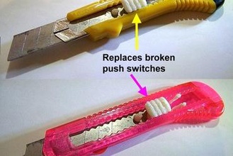 replacement sliding push switch box cutter paper craft pen knife handle repair gadget hobby blade razor 3d print model - Mito3D