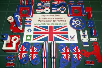 richrap británico prusa mendel Impresora 3d de piezas mejoras diseño multicolor british 3d print model - Mito3D