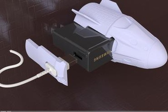 rocketship dragon 2 samsung fast charger gadget 3d print model - Mito3D