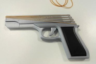 rubber band gun remix 5 shots toys elastic pistol semi-automatic toy 3d print model - Mito3D