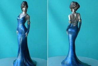 sammy02 art l'art déco la sculpture femelle jeune fille robe longue 3d print model - Mito3D