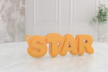 shining star text keyring 3d fusion 360 delight Fashion keychain personalized accessory stylish 3d print model - Mito3D