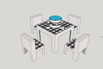 cadeiras para pequenos espaços con mesa y cuenco sua casa cozinha de jantar 3d print model - Mito3D