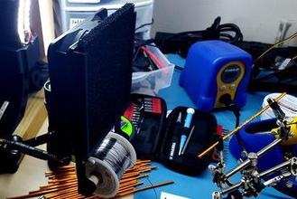 soldering station fume extractor + spool holder maker diy freecad fan filter solder stand tutorial guide 3d print model - Mito3D