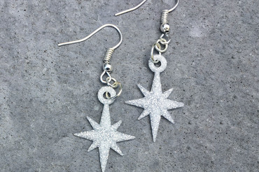 starflake brincos jóias floco de neve estrela estrelas glitter inverno férias natal dezembro ornamento enfeite árvore brilho 3D print model - Mito3D