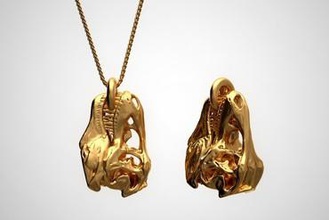 t-rex art sculptural dinosaur style pendant jewelry sculpture jewellery luxury gold diamond pomp 3d print model - Mito3D