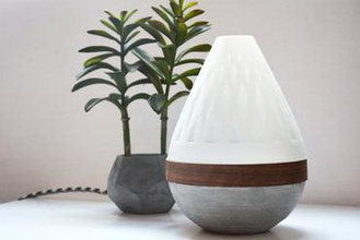 teardrop lamp 3d printed components concrete + wood veneer build your home decor 3d print model - Mito3D
