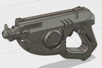 tracer arma overwatch v2 sólido brinquedos 3d print model - Mito3D