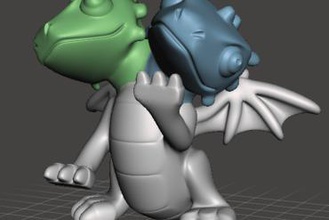 due teste carino allevamento del drago i giocattoli bambini giocattolo remix di tpu 3d print model - Mito3D