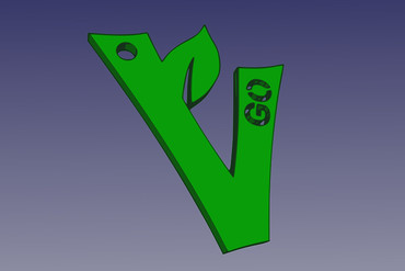 vegano chaveiro símbolo moda enfeite carta folha 3D print model - Mito3D