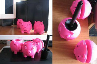 wacom intuos pro stehen drei Schweinchen Ihre home digitizer Stift piggies piggy tablet tablet-Halterung 3d print model - Mito3D
