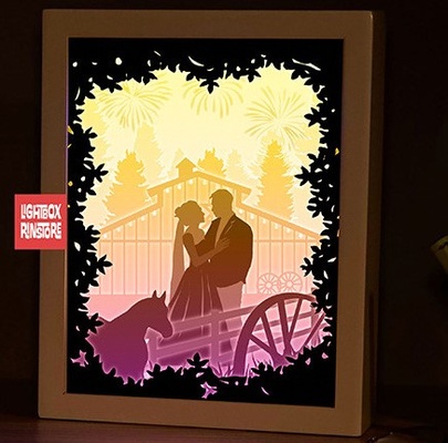 boda in granja ligero caja lámpara lampara ligera pareja casados 3d print model - Mito3D