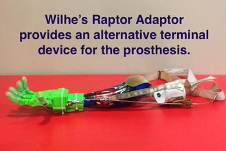 wilhe's raptor adaptor terminal device existing prosthesis maker diy prosthetic arm hand e-nable 3d print model - Mito3D