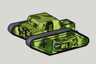 Birinci Dünya Savaşı Alman kurgusal rhomboid rc tank 3d yazıcı donanımları parçaları 3d print model - Mito3D