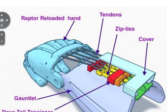 zip-tie tensioner raptor reloaded maker diy e-nable prosthetic hand 3d print model - Mito3D