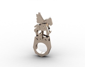 kinetic pegasus ring art & design contest2015 function jewelry mini scrupture 3d print model - Mito3D