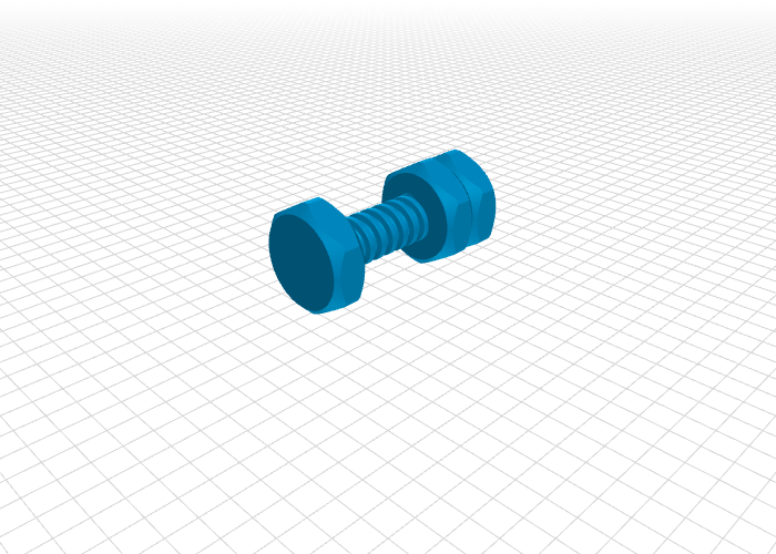 Mutter & double headed bolt Kunst design unverlierbare Neuheit thread 3D print model - Mito3D